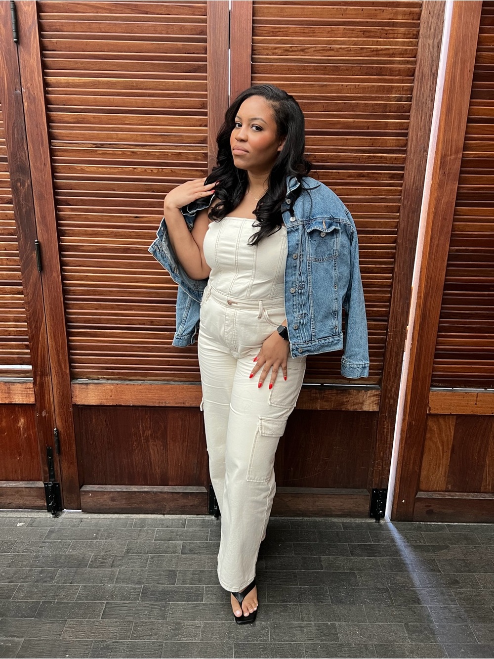 Universal Thread Cream Wide-Leg Cargo Jumpsuit